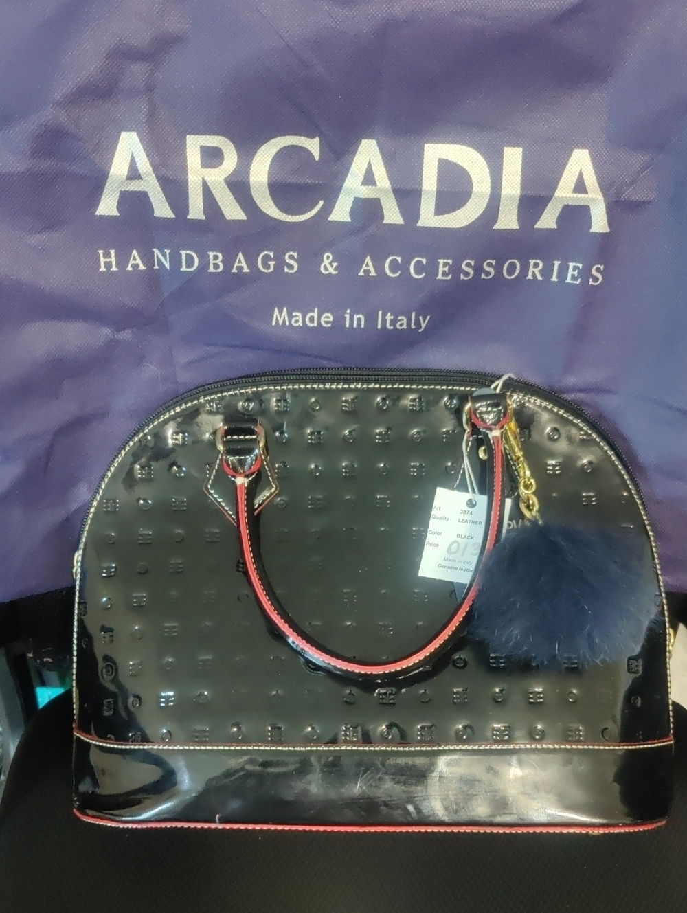 Arcadia Genuine Patent Leather Dome Satchel – Style 3874 – NWT – Made in Italy